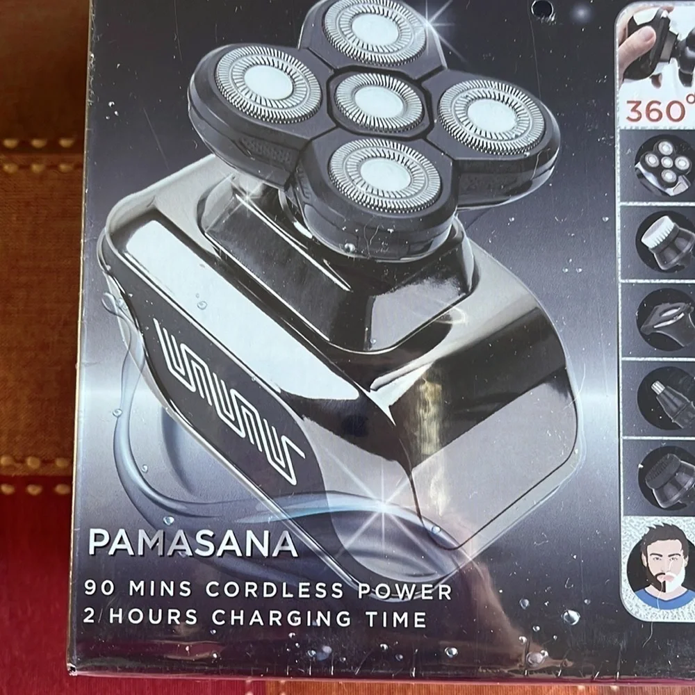 Brand New 5-in-1 Electric Wet/Dry Bald Head Shaver for Men Cordless Palm Sized